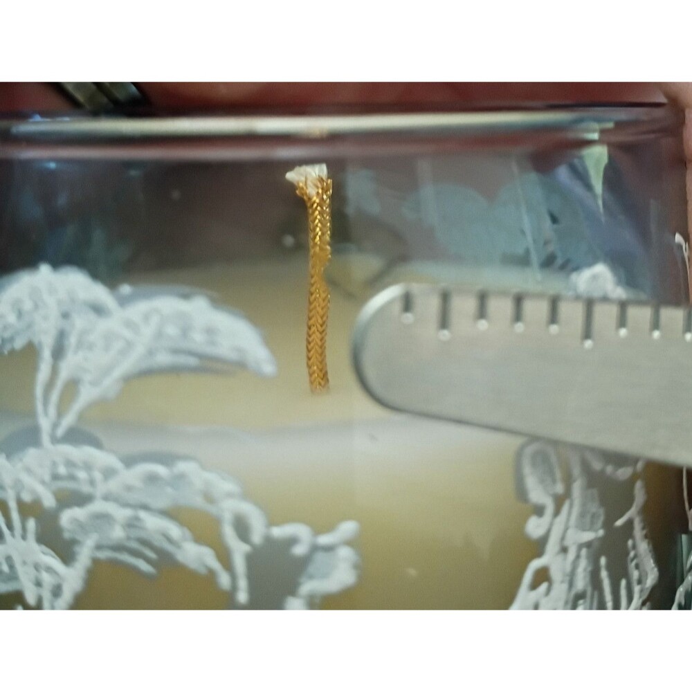 Libbey Mary Gregory Vintage Asian Glass Scented Candle with Metal Lid 3.25" - Picture 9 of 11